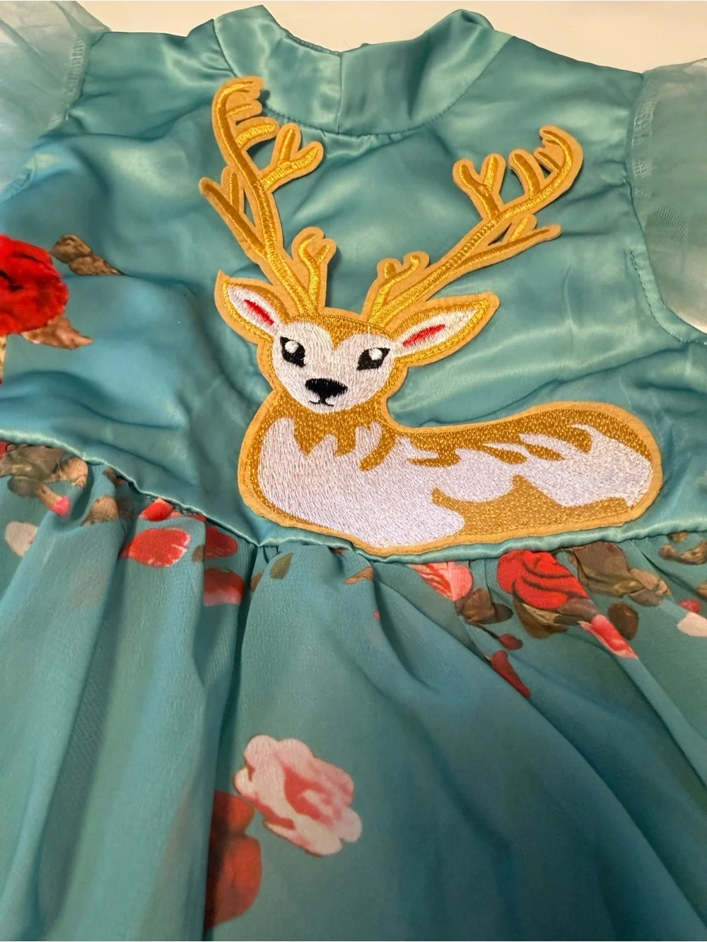 Fall Floral Deer Kids Dress